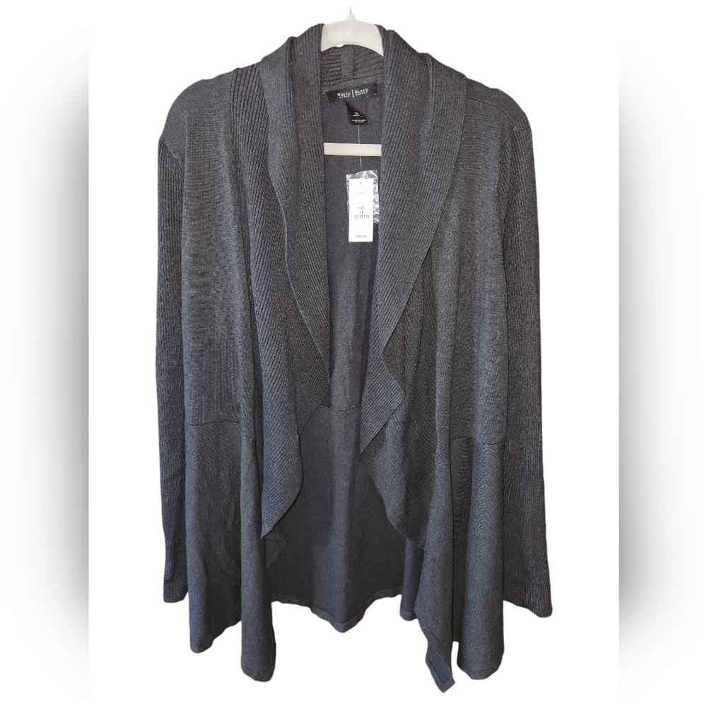 WHBM Charcoal Open Front Cardigan